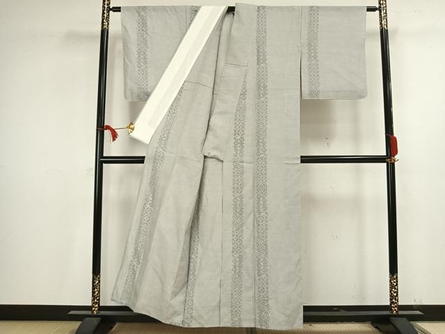 平和屋着物▽結城紬 奥順 はたおり娘 単衣 100亀甲 割付文 正絹 逸品 AAAV2826fy