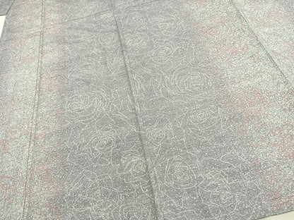 平和屋着物▽上質な紬 単衣 花尽くし 正絹 逸品 AAAV2830fy