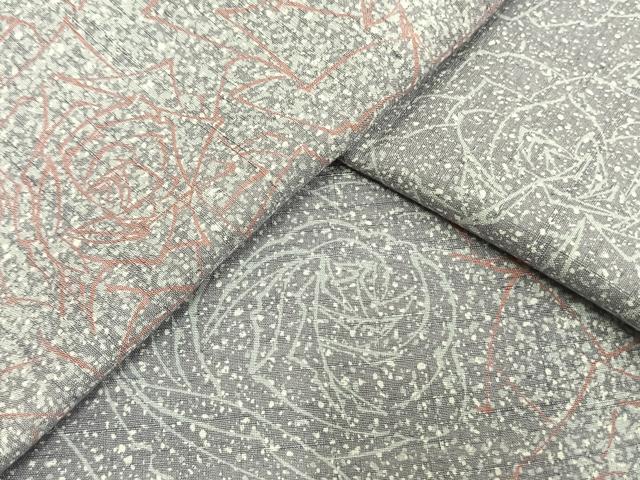 平和屋着物▽上質な紬 単衣 花尽くし 正絹 逸品 AAAV2830fy