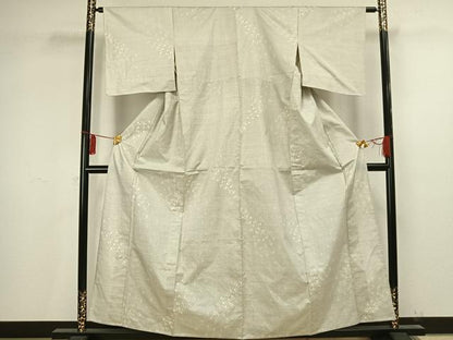 平和屋着物▽本場大島紬 単衣 白大島 舞花文 正絹 逸品 未使用 AAAV2831fy