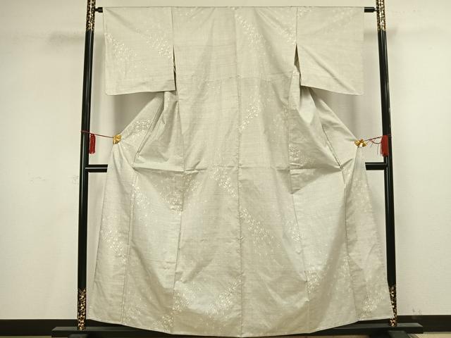 平和屋着物▽本場大島紬 単衣 白大島 舞花文 正絹 逸品 未使用 AAAV2831fy