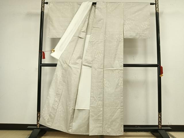 平和屋着物▽本場大島紬 単衣 白大島 舞花文 正絹 逸品 未使用 AAAV2831fy
