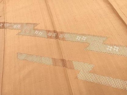平和屋着物▽訪問着 単衣 紬地 刺繍 稲妻取り花文 正絹 逸品 AAAV2836fy
