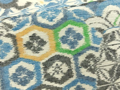 平和屋着物▽上質な紬 単衣 切嵌花文 正絹 逸品 AAAV2837fy