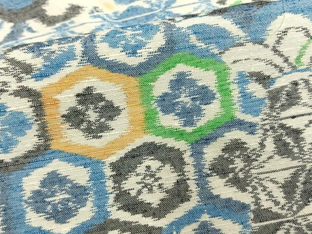 平和屋着物▽上質な紬 単衣 切嵌花文 正絹 逸品 AAAV2837fy