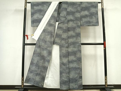 平和屋着物▽上質な紬 単衣 縞 正絹 逸品 未使用 AAAV2838fy