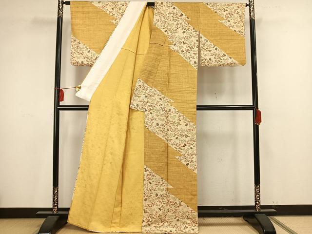 平和屋着物▽訪問着 単衣 花鳥文 正絹 逸品 AAAV2839fy