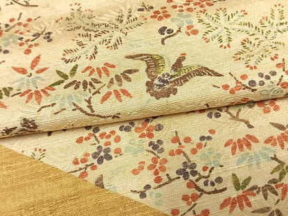 平和屋着物▽訪問着 単衣 花鳥文 正絹 逸品 AAAV2839fy