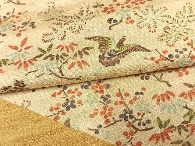 平和屋着物▽訪問着 単衣 花鳥文 正絹 逸品 AAAV2839fy
