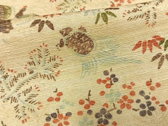 平和屋着物▽訪問着 単衣 花鳥文 正絹 逸品 AAAV2839fy