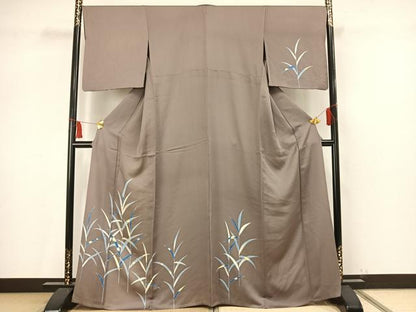 平和屋着物▽訪問着 単衣 友禅 葦 正絹 逸品 AAAV2841fy