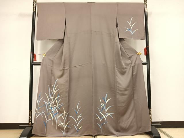 平和屋着物▽訪問着 単衣 友禅 葦 正絹 逸品 AAAV2841fy