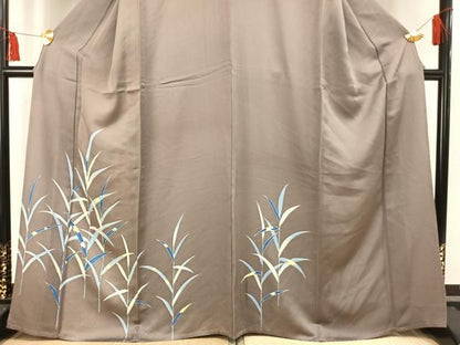 平和屋着物▽訪問着 単衣 友禅 葦 正絹 逸品 AAAV2841fy