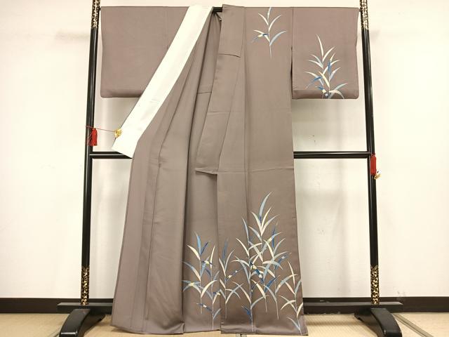 平和屋着物▽訪問着 単衣 友禅 葦 正絹 逸品 AAAV2841fy