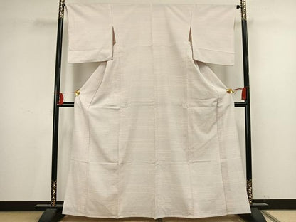 平和屋着物▽本塩沢　単衣　110亀甲　横段文　正絹　逸品　AAAV2842fy