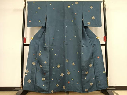 平和屋着物▽訪問着 単衣 色紙散らし文 正絹 逸品 AAAV2843fy
