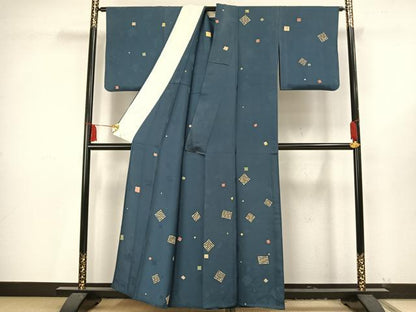 平和屋着物▽訪問着 単衣 色紙散らし文 正絹 逸品 AAAV2843fy