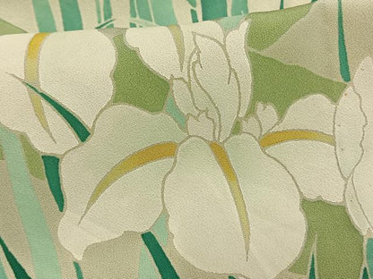 平和屋着物▽訪問着　単衣　手描き　八つ橋　正絹　逸品　AAAV2844fy