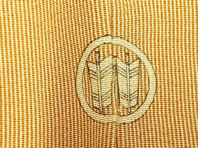 平和屋着物▽川村久宣 江戸小紋 単衣 型友禅 万筋 オレンジ×白 正絹 逸品 AAAV2849fy