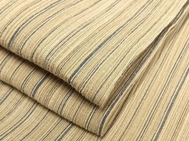 平和屋着物▽上質な小紋 単衣 縮織 縞 綿 逸品 AAAV2850fy