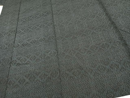 平和屋着物▽上質な紬　単衣　幾何学文様　正絹　逸品　AAAV2852fy