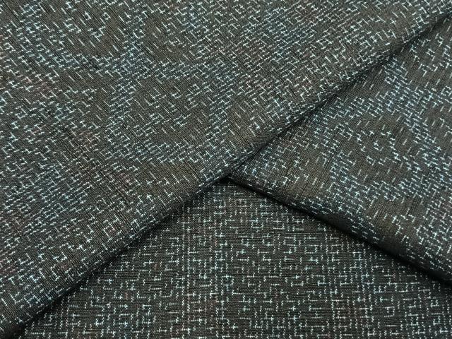 平和屋着物▽上質な紬　単衣　幾何学文様　正絹　逸品　AAAV2852fy