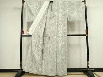 平和屋着物▽上質な紬 単衣 枝葉文 正絹 逸品 AAAV2853fy