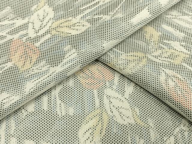 平和屋着物▽上質な紬 単衣 枝葉文 正絹 逸品 AAAV2853fy