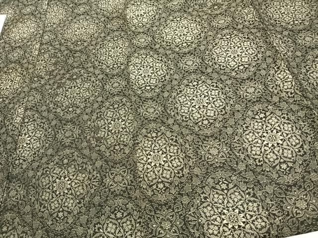 平和屋着物▽お召 単衣 吉祥花文 黒地 正絹 逸品 AAAV2854fy