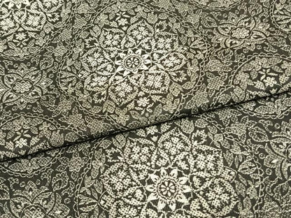 平和屋着物▽お召 単衣 吉祥花文 黒地 正絹 逸品 AAAV2854fy