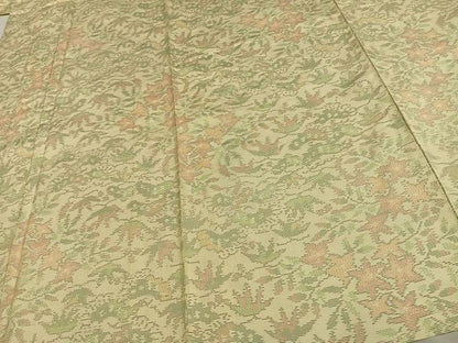平和屋着物▽本場大島紬 単衣 草花文 正絹 逸品 AAAV2855fy