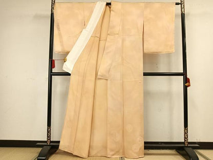 平和屋着物▽上質な色無地 単衣 丸地紋 蜂蜜色 正絹 逸品 未使用 AAAV2859fy