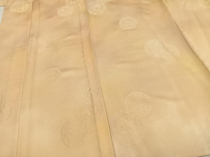 平和屋着物▽上質な色無地 単衣 丸地紋 蜂蜜色 正絹 逸品 未使用 AAAV2859fy