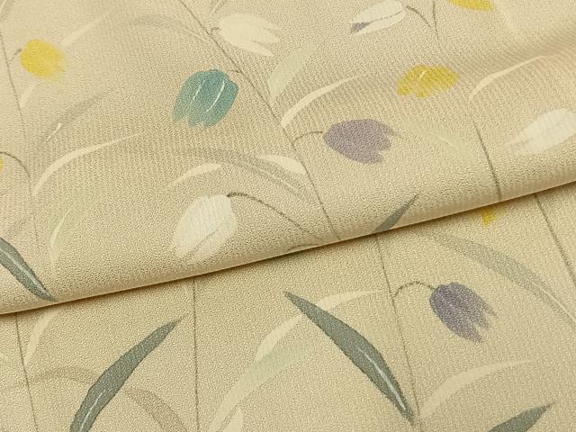 平和屋着物▽訪問着 単衣 手描き 草花文 正絹 逸品 AAAV2861fy