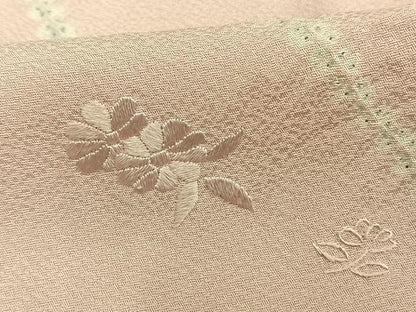 平和屋着物▽上質な小紋 単衣 絞り 刺繍 草花文 正絹 逸品 AAAV2862fy