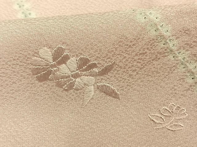 平和屋着物▽上質な小紋 単衣 絞り 刺繍 草花文 正絹 逸品 AAAV2862fy