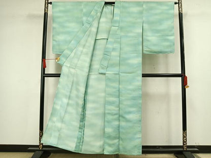 平和屋着物▽上質な小紋 単衣 枝花文 銀彩 正絹 逸品 AAAV2863fy
