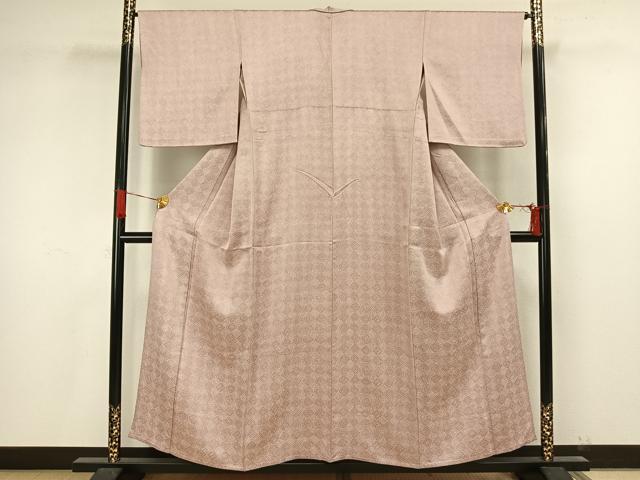 平和屋着物▽上質な小紋 単衣 菱文 正絹 逸品 AAAV2864fy