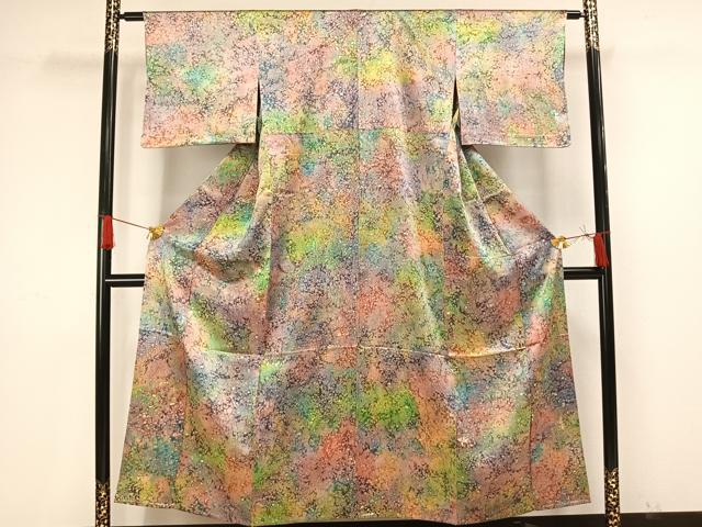 平和屋着物▽上質な小紋　単衣　霞文　正絹　逸品　AAAV2866fy
