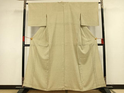平和屋着物▽白鷹お召 単衣 蚊絣 正絹 逸品 AAAV2868fy