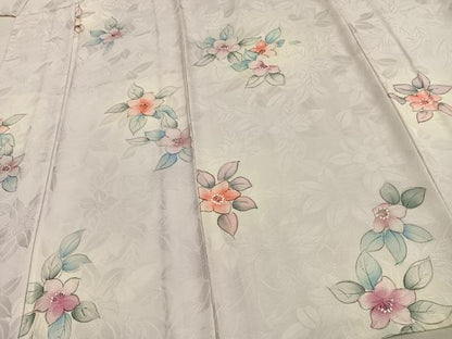 平和屋着物▽上質な小紋　単衣　手描き　草花文　地紋起こし　正絹　逸品　未使用　AAAV2869fy
