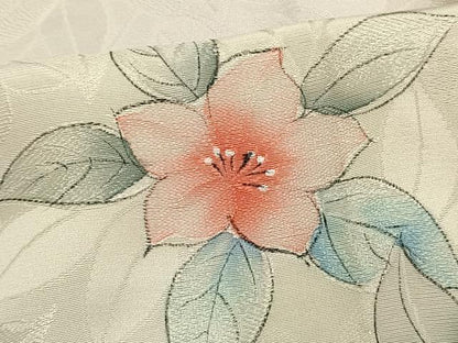 平和屋着物▽上質な小紋　単衣　手描き　草花文　地紋起こし　正絹　逸品　未使用　AAAV2869fy