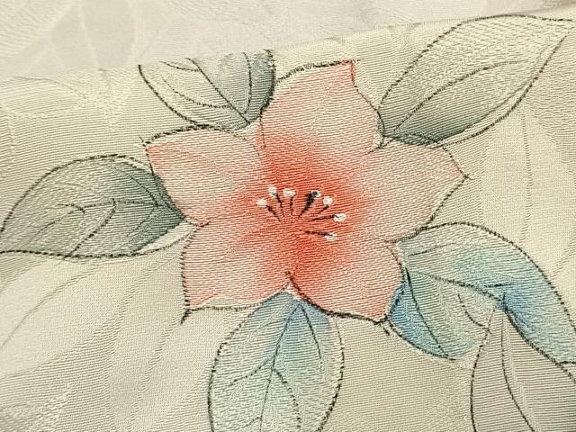 平和屋着物▽上質な小紋　単衣　手描き　草花文　地紋起こし　正絹　逸品　未使用　AAAV2869fy
