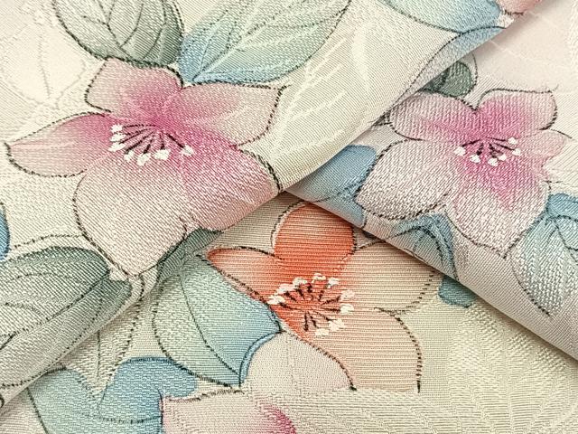 平和屋着物▽上質な小紋　単衣　手描き　草花文　地紋起こし　正絹　逸品　未使用　AAAV2869fy