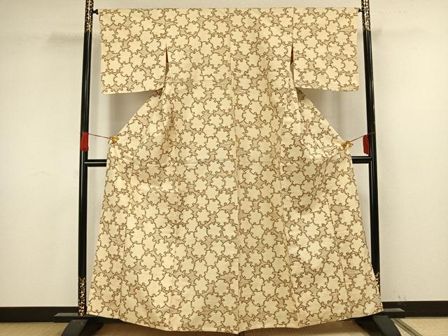 平和屋着物▽上質な紬 単衣 雪輪文 正絹 逸品 AAAV2872fy