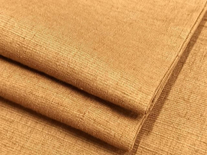 平和屋着物▽上質な紬 単衣 色無地 小毛利作 黄枯茶色 正絹 逸品 AAAV2873fy