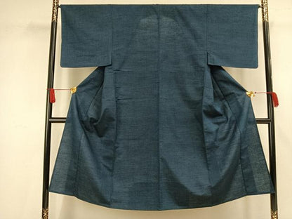 平和屋着物▽男性 単衣 色無地 鉄御納戸色 正絹 逸品 未使用 AAAV2874fy