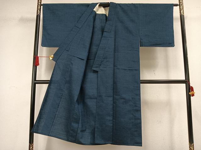 平和屋着物▽男性 単衣 色無地 鉄御納戸色 正絹 逸品 未使用 AAAV2874fy