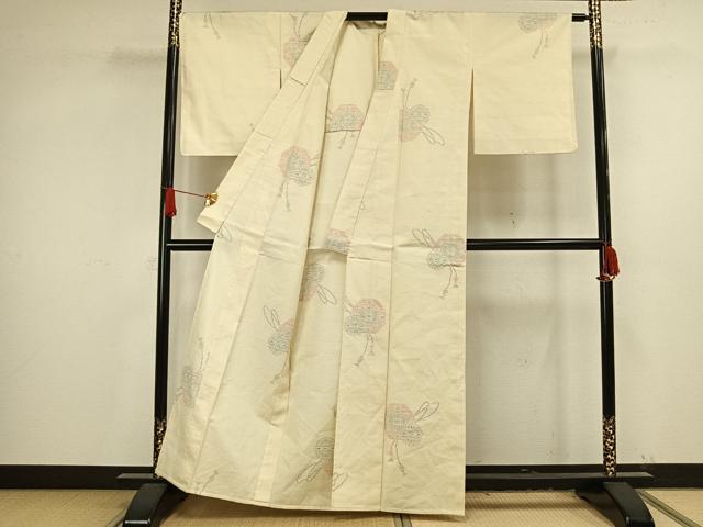 平和屋着物▽上質な紬 単衣 鏡文 正絹 逸品 未使用 AAAV2876fy