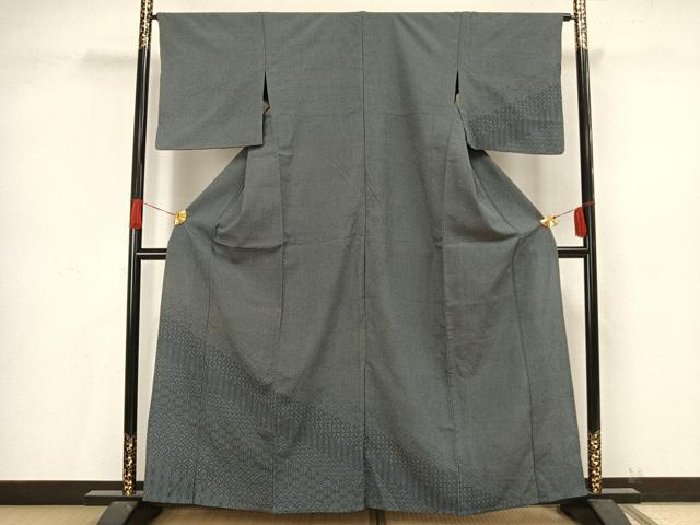 平和屋着物▽本塩沢 訪問着 単衣 110亀甲 割付き文 正絹 逸品 AAAV2879fy
